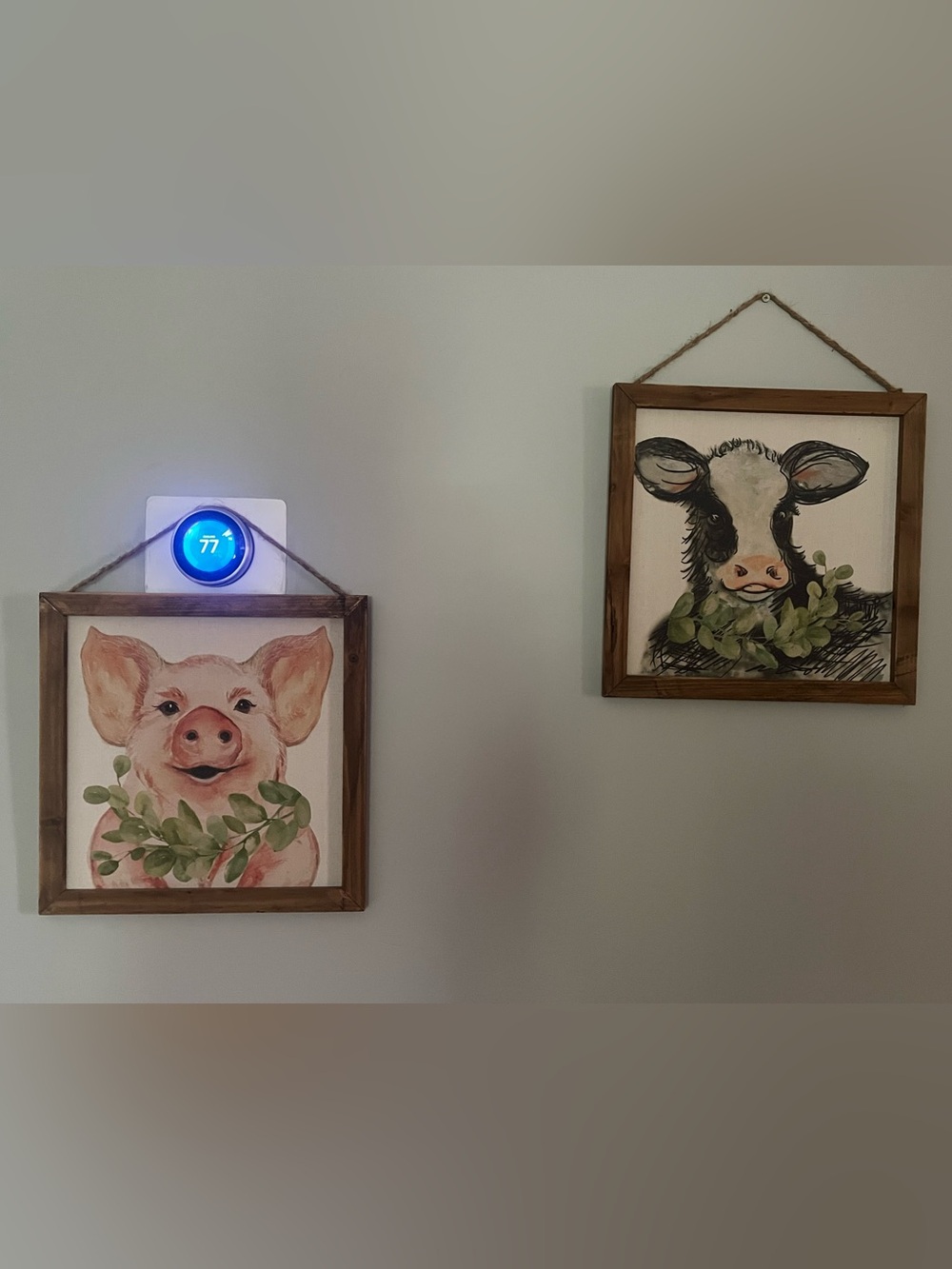 Farm Animal Canvas Wall Art Set. 1 Pig, 1 Cow